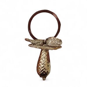 Vintage Silver Christmas Ornament Teardrop Ring Bow Holiday Tree Decor